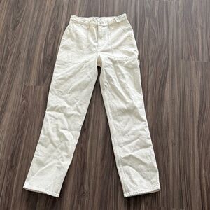 Abercrombie cream straight jeans with cargo detail